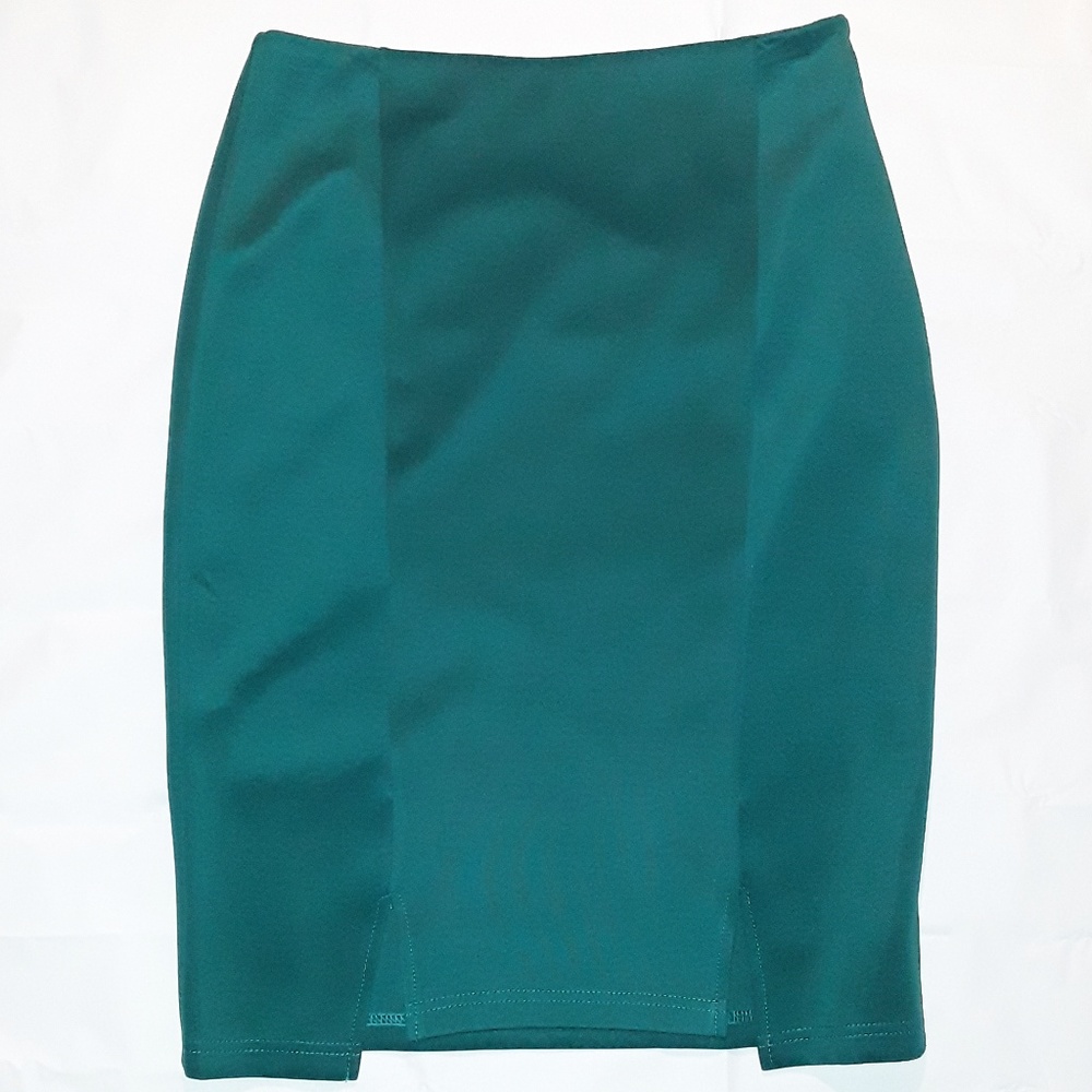 Spense Green Double Front Split Pencil Skirt - image 1